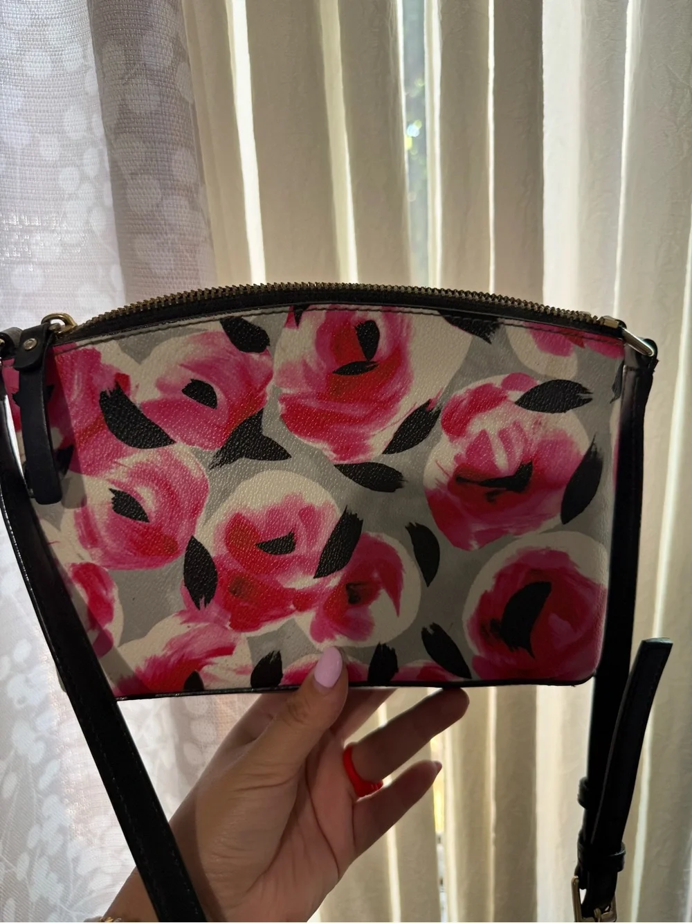 kate spade Pink Rose Print Crossbody Bag